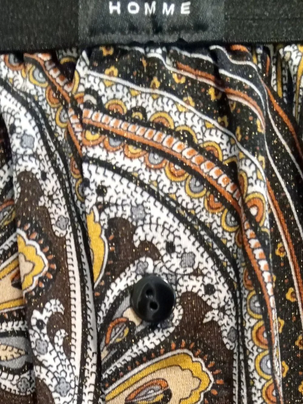 Men's Gregg Homme Brown & Gold Paisley Boxers with Black Waistband